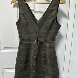 Dark Olive Button-Down Dress